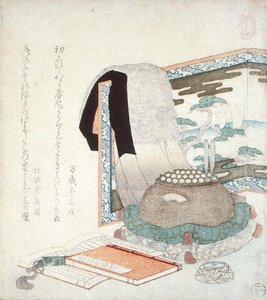 Een scherm met een bontjas, c.1825-30 door Keisai Eisen